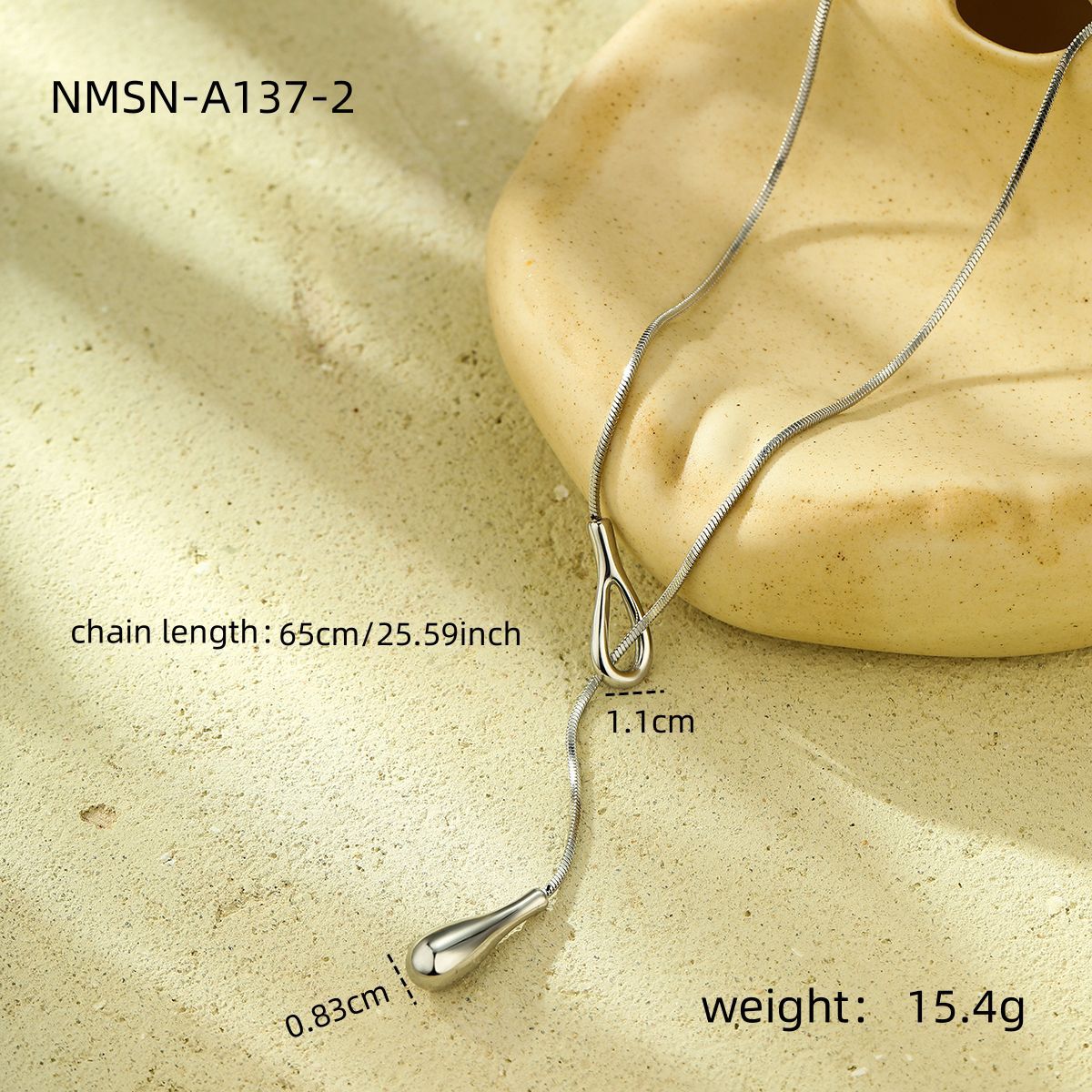 Wholesale Stainless Steel Necklace Long Water Drop Pull-Out Y-Shaped Chain Necklace