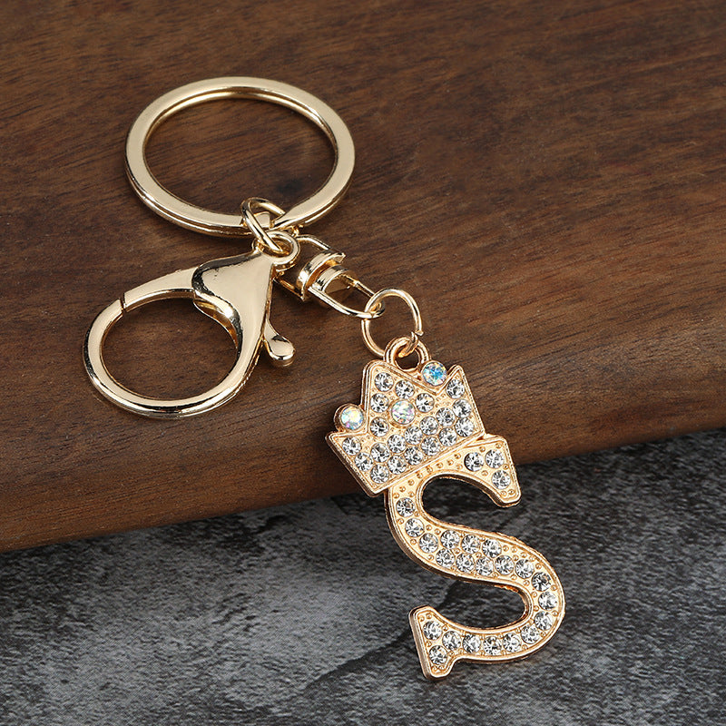 Wholesale Zinc alloy flash drill letter keychain