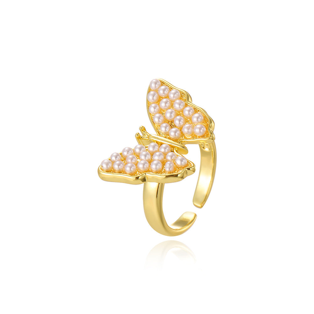 Wholesale 18K copper-plated vintage butterfly open ring