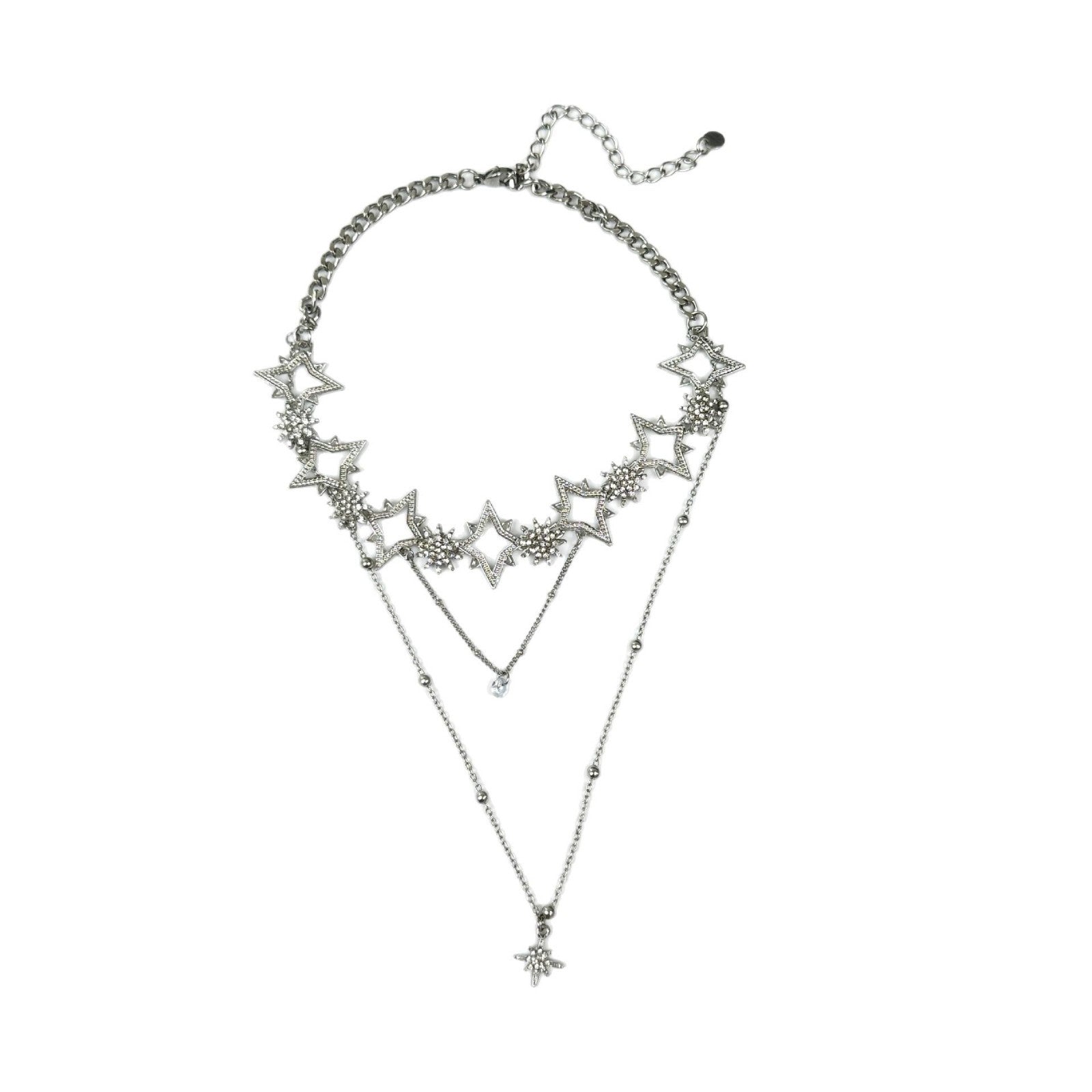 Wholesale Titanium Steel gold and silver double  metal chain  necklace clavicle chain