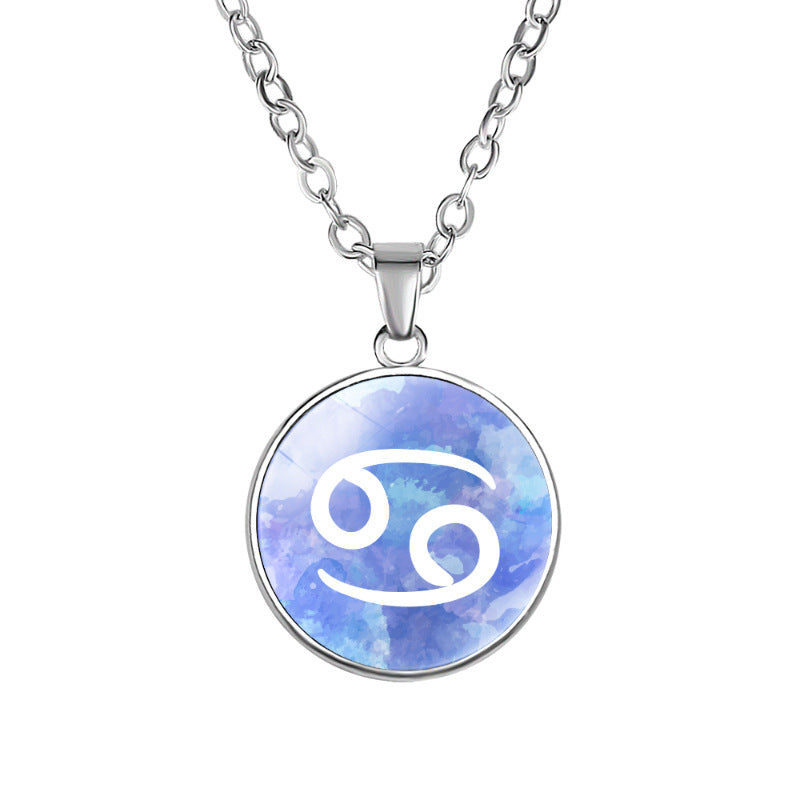 Wholesale Twelve constellation simple alloy pendant necklace