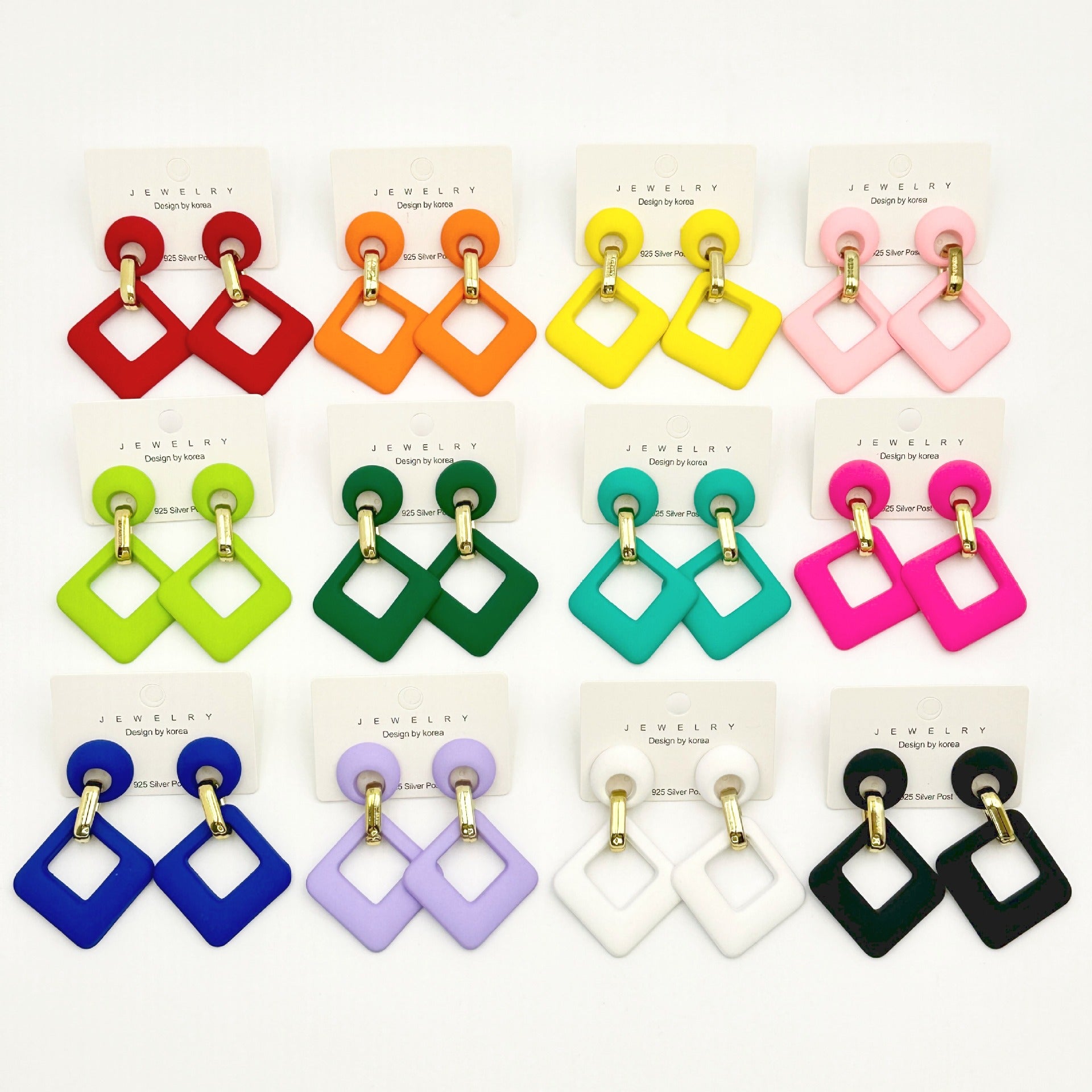 Wholesale acrylic earrings 12 color hand-felt paint diamond Macaron matte female earrings