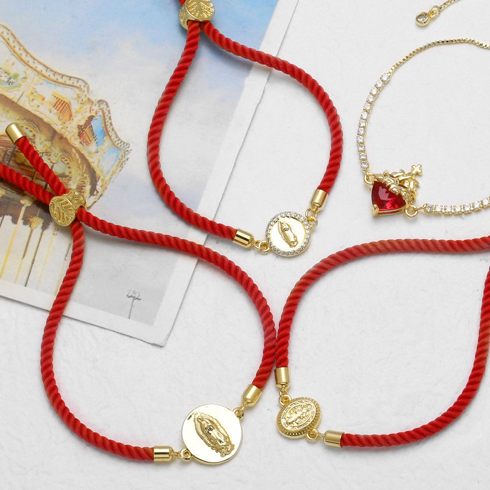 Wholesale 18k gold plated copper heart-shaped Mother of God bracelet