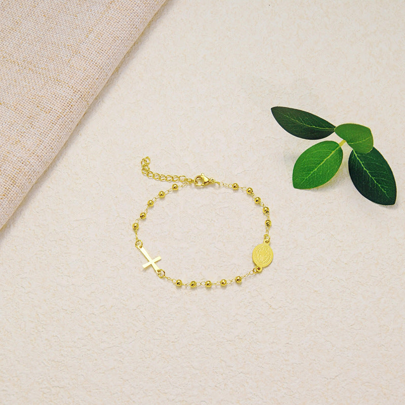 Wholesale Religious Totem Stainless  Steel Golden Beads Bracelet