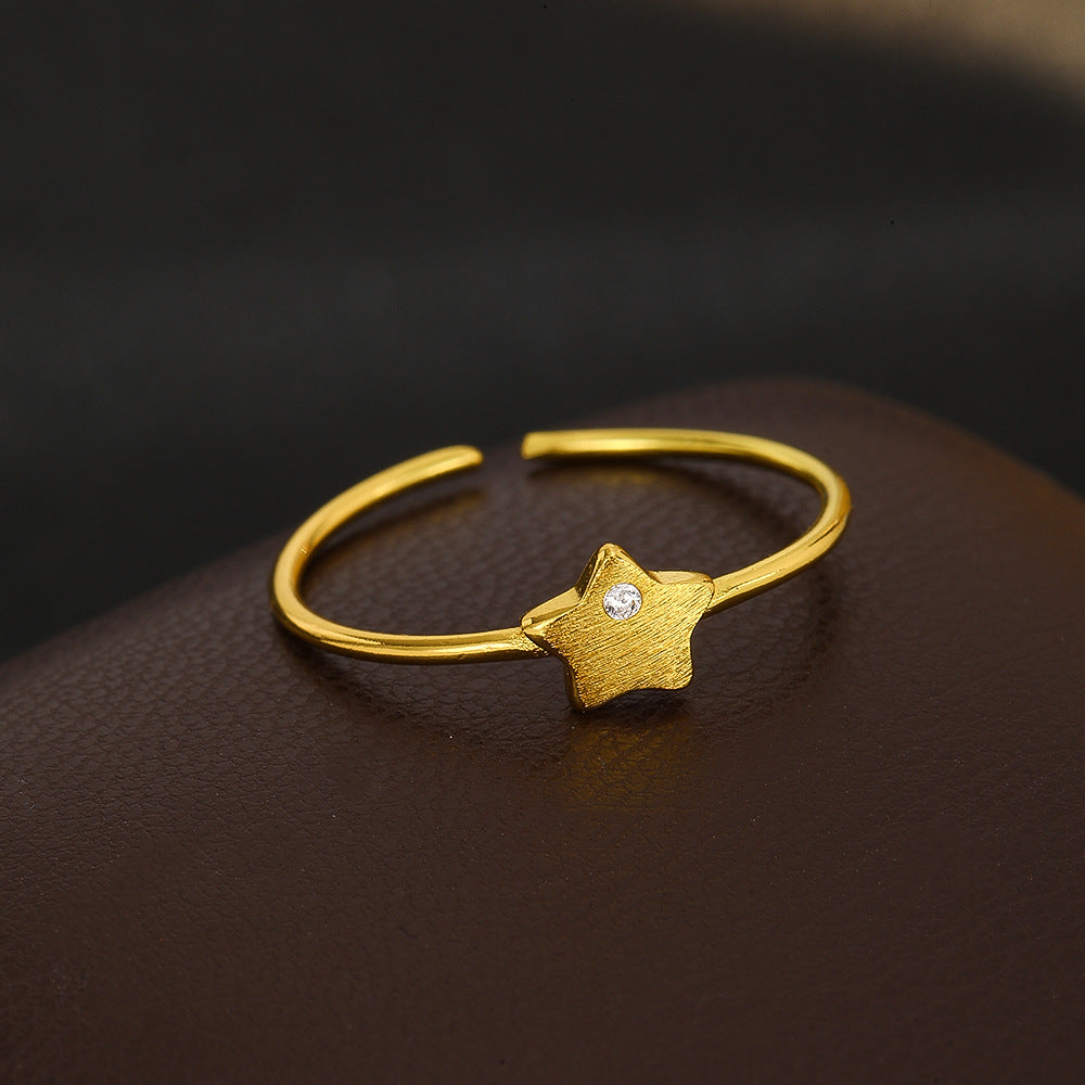 Wholesale Fashion Five Pointed Star Ring Set Stylish Copper Zircon Jewelry Chic Geometric Design Boutique Resale Accessory