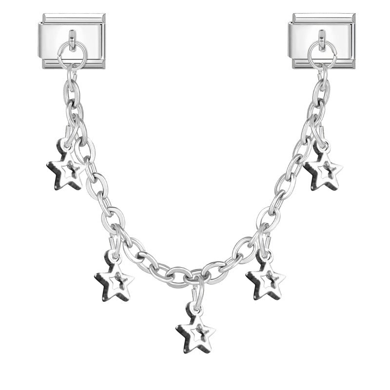 Wholesale 9mm Italian Charm Starter Bracelets DIY Double Hanger Stainless Steel Composable Bracelet