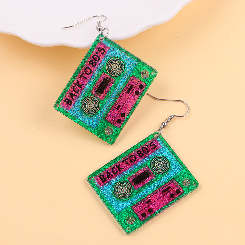 Wholesale  Retro Earrings Colorful Shiny Tape Acrylic Earrings