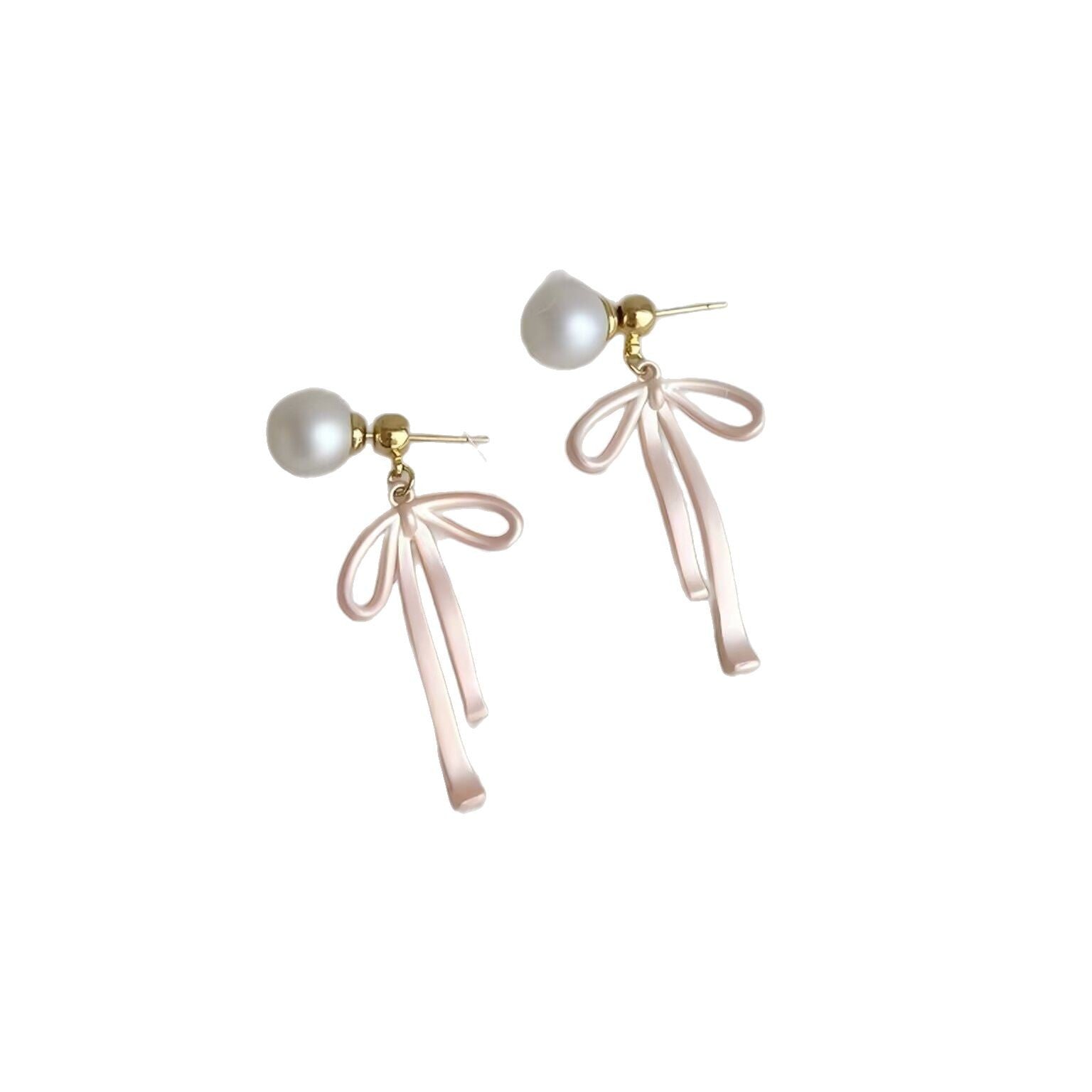 Wholesale Pink Bow Pearl Earrings