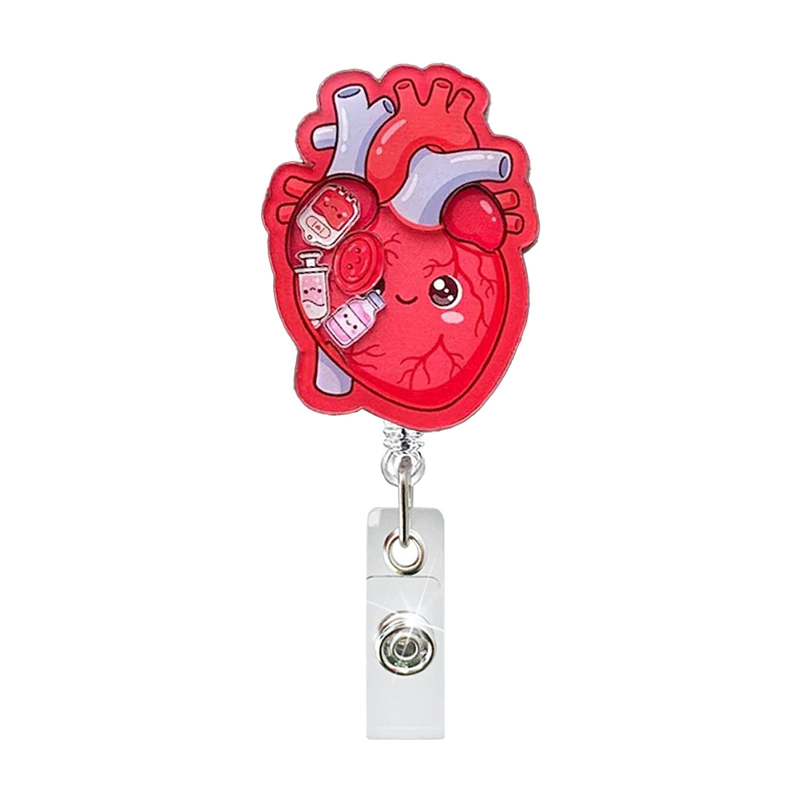 Wholesale ABS Retractable Badge Reel Stylish Heart Scroll Design for Medical Staff