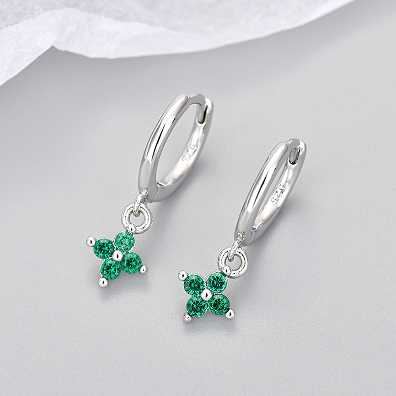 Wholesale  diamond four-leaf flower earrings  geometric flower earrings