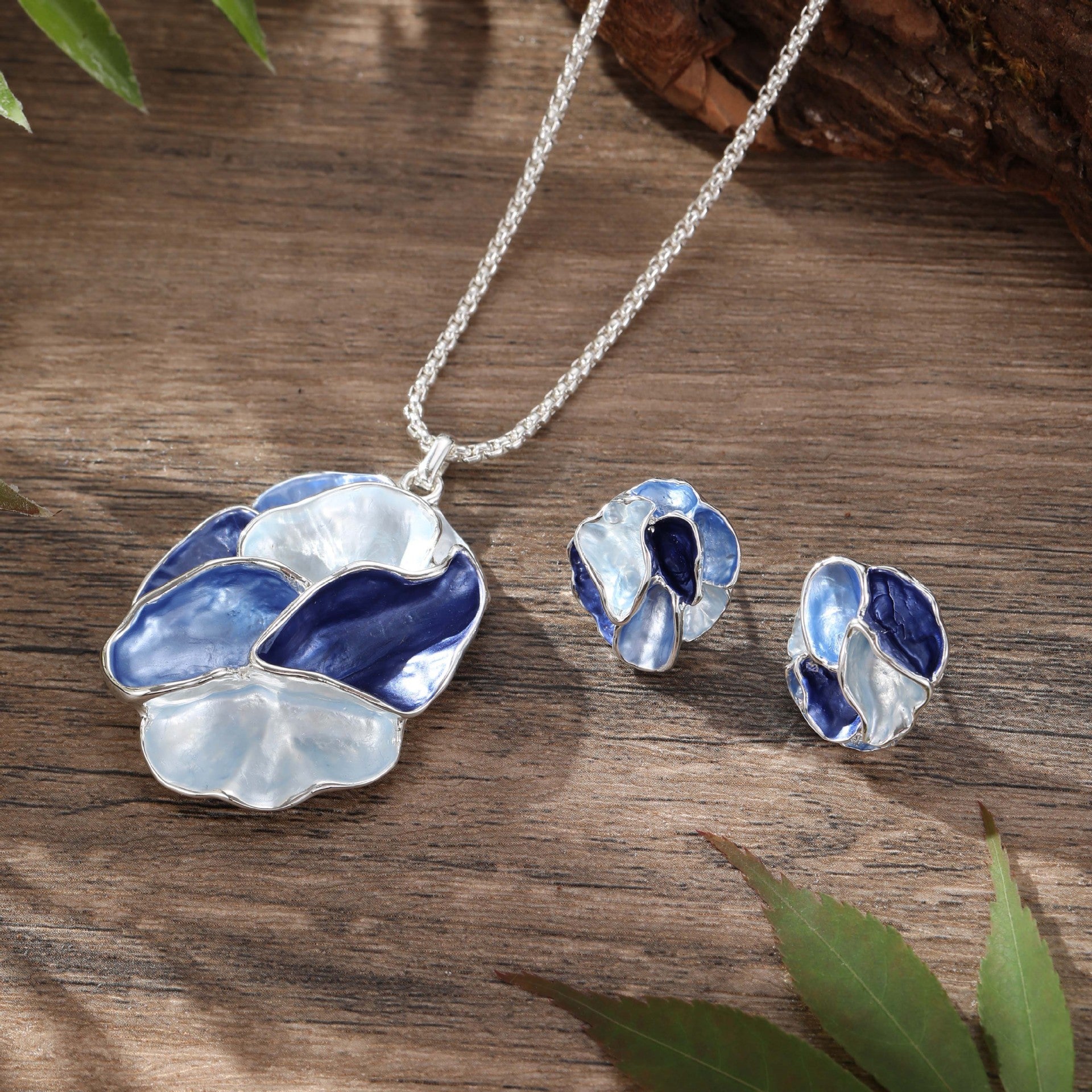 Wholesale  Enamel Color Geometric Flower Stud Earrings Pendant suit