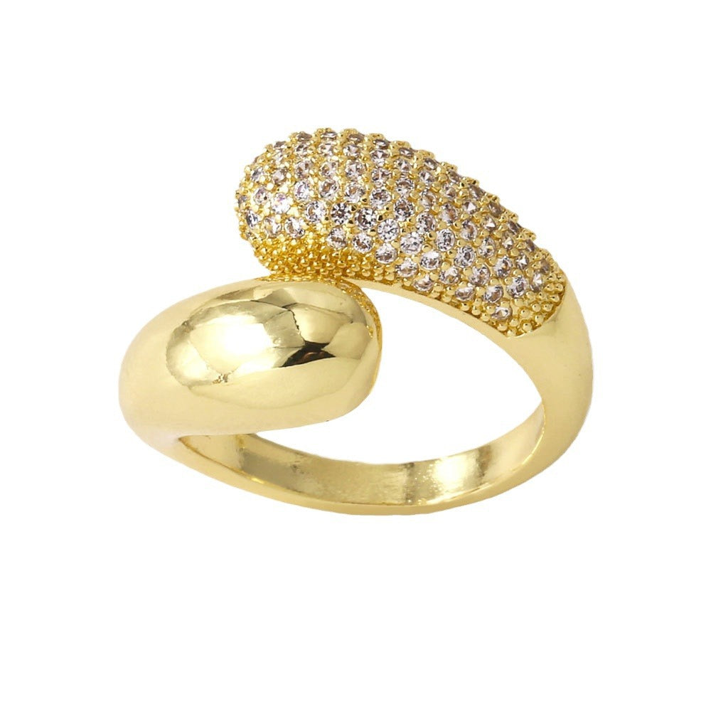 Wholesale love heart gold plated zircon open ring