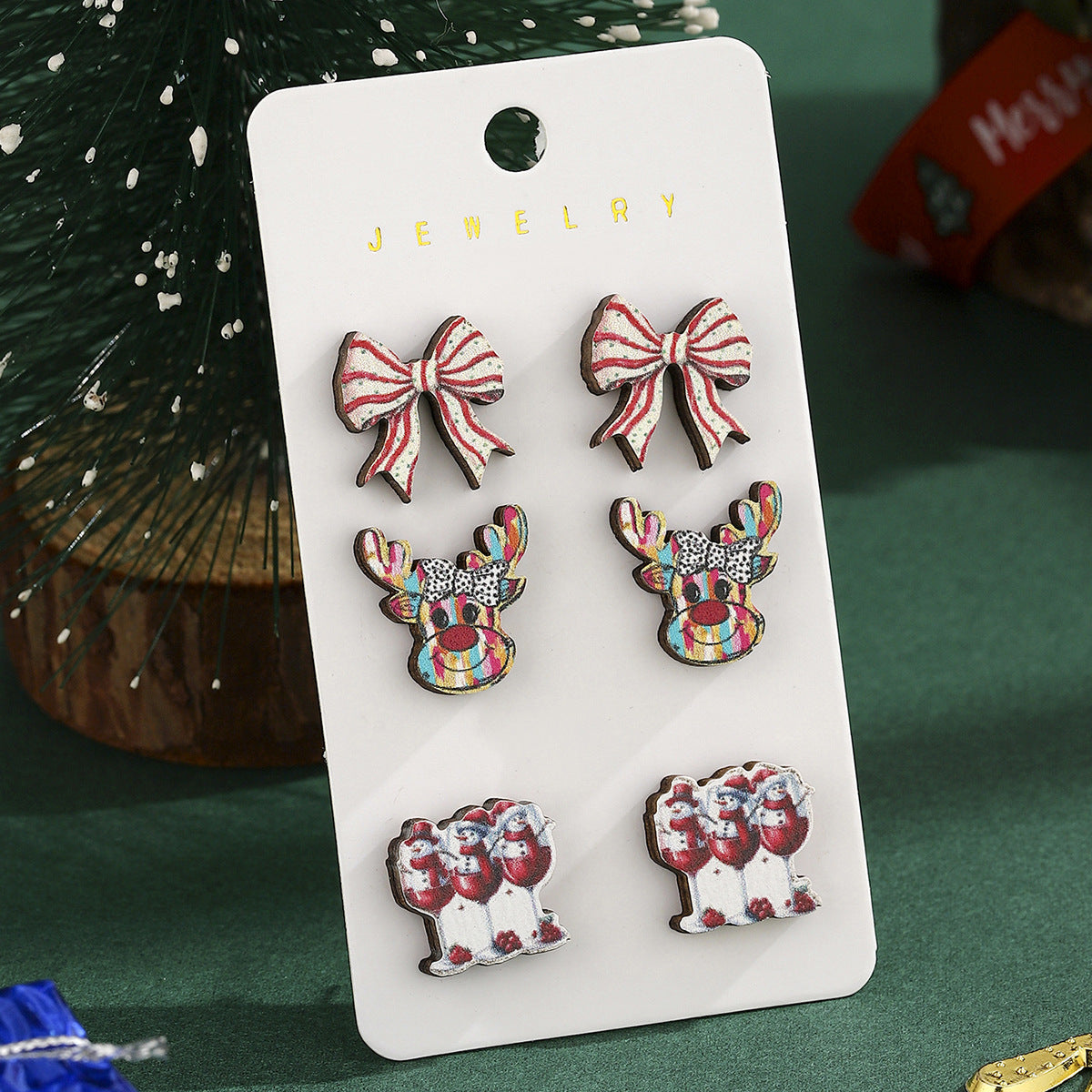 Wholesale Christmas Bow Elk Earrings