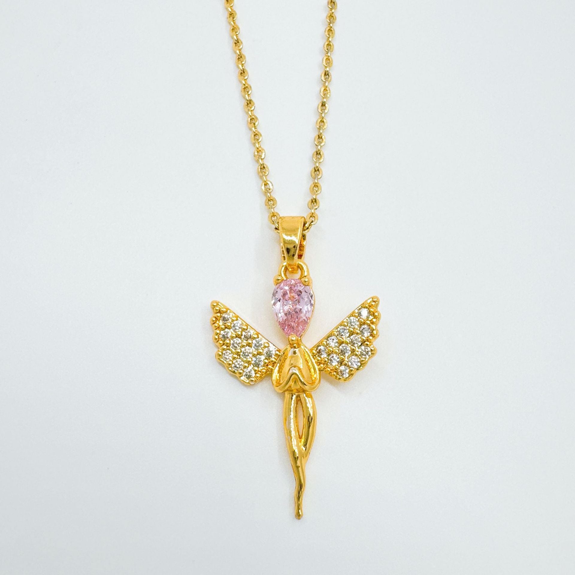 Wholesale Sweet Cool Style Rose Cross Pendant Gold Plated Copper Necklace Stylish Jewelry Accessory