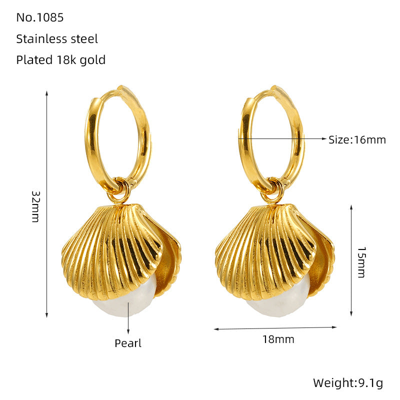 Wholesale Fashion Simple Temperament Pearl Shell Earrings Necklace Jewelry Set ACC-NE-ZhongYao010