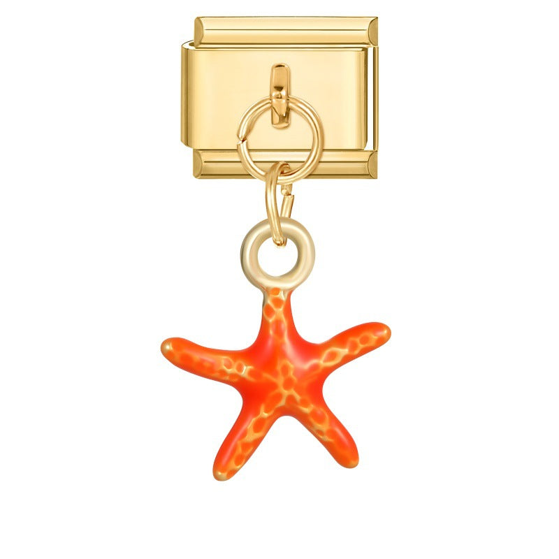 Wholesale Fruit Heart Star Pendant DIY Bracelet Charm Stainless Steel Gold Tone Jewelry Accessory