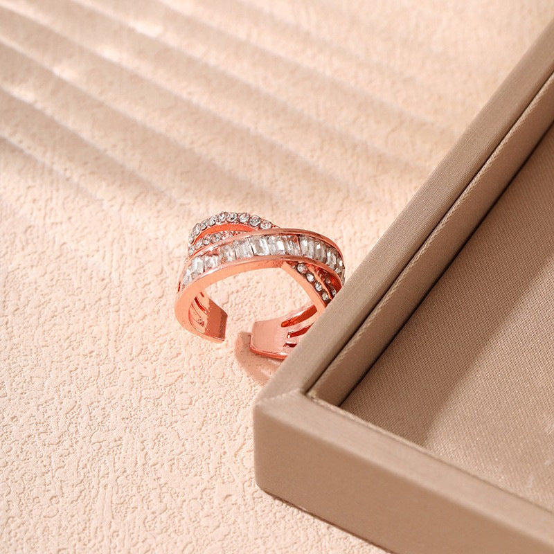 Wholesale Diamond-encrusted Zircon Cross Opening Ring