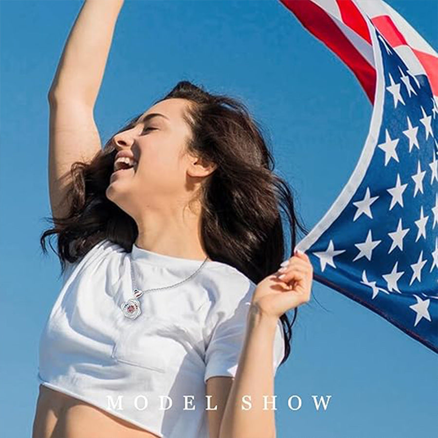 Wholesale Earrings Red White Blue Color Collarbone Chain Diamond Flower Necklace