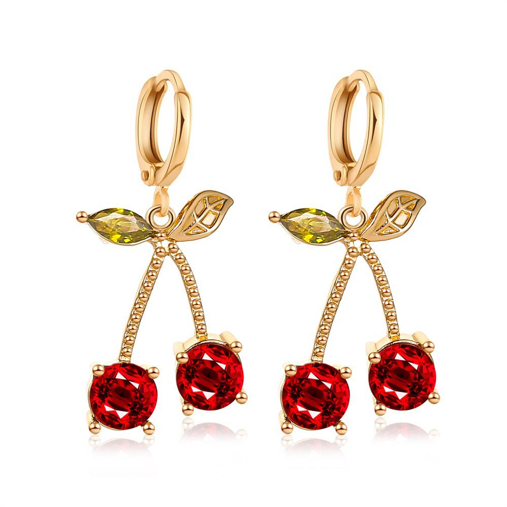 Wholesale  long cherries earrings creative  cute cherry earrings