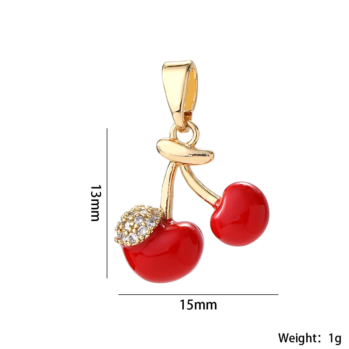 Wholesale 14K Gold Plated Brass Cherry Pendant Necklace Micro Set Zircon Fruit Choker Stylish Fashion Accessory For Women Gift
