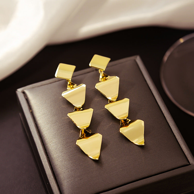 Wholesale Rhombus Long Tassel Multi-layered Geometric Square Earrings