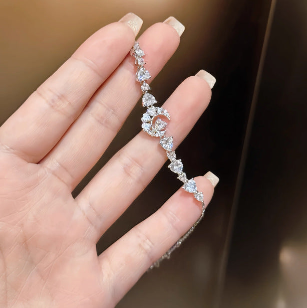 Wholesale  Electroplated Dreamy Bracelet with Heart and Moon Design