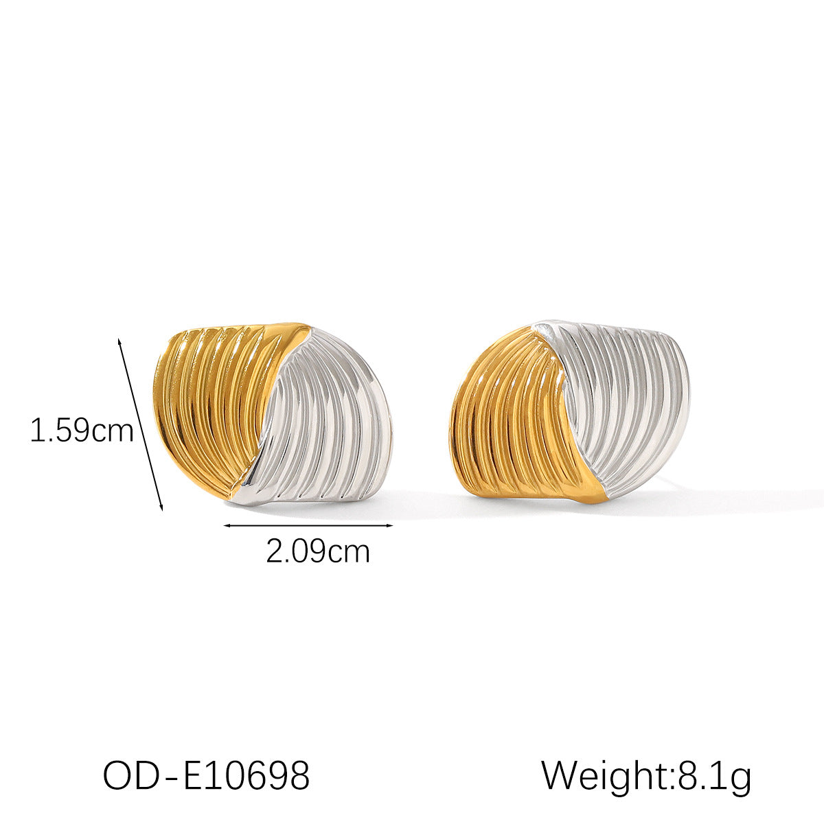 Wholesale Titanium steel earrings gold and silver color matching heart-shaped leaf earrings