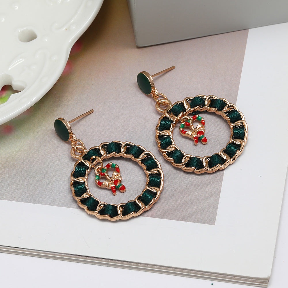 Wholesale Christmas Earrings Metal Oil Drop Ring Bell Christmas Tree Earrings ACC-ES-DingZhou003