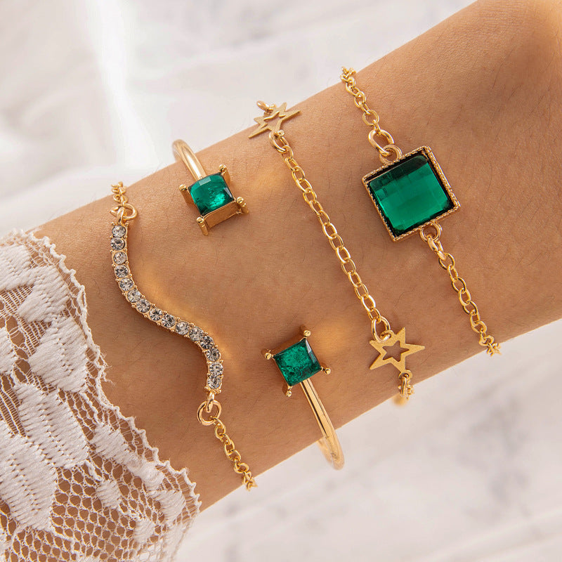 Wholesale  Retro  Gem Love Stacked Bracelet Set