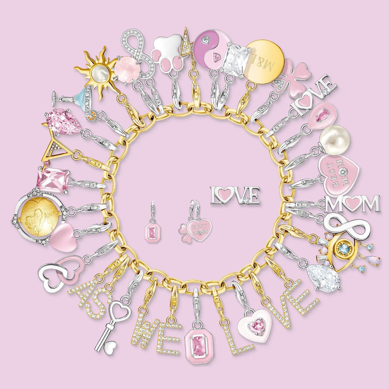 Wholesale Chain furnace vacuum plating stainless steel DIY basic movable chain love series pendant necklace