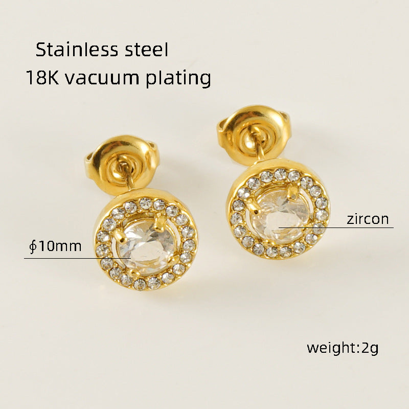 Wholesale Stainless Steel Love Zircon 18K Water Drop Sunflower Earrings ACC-ES-Zhongy002