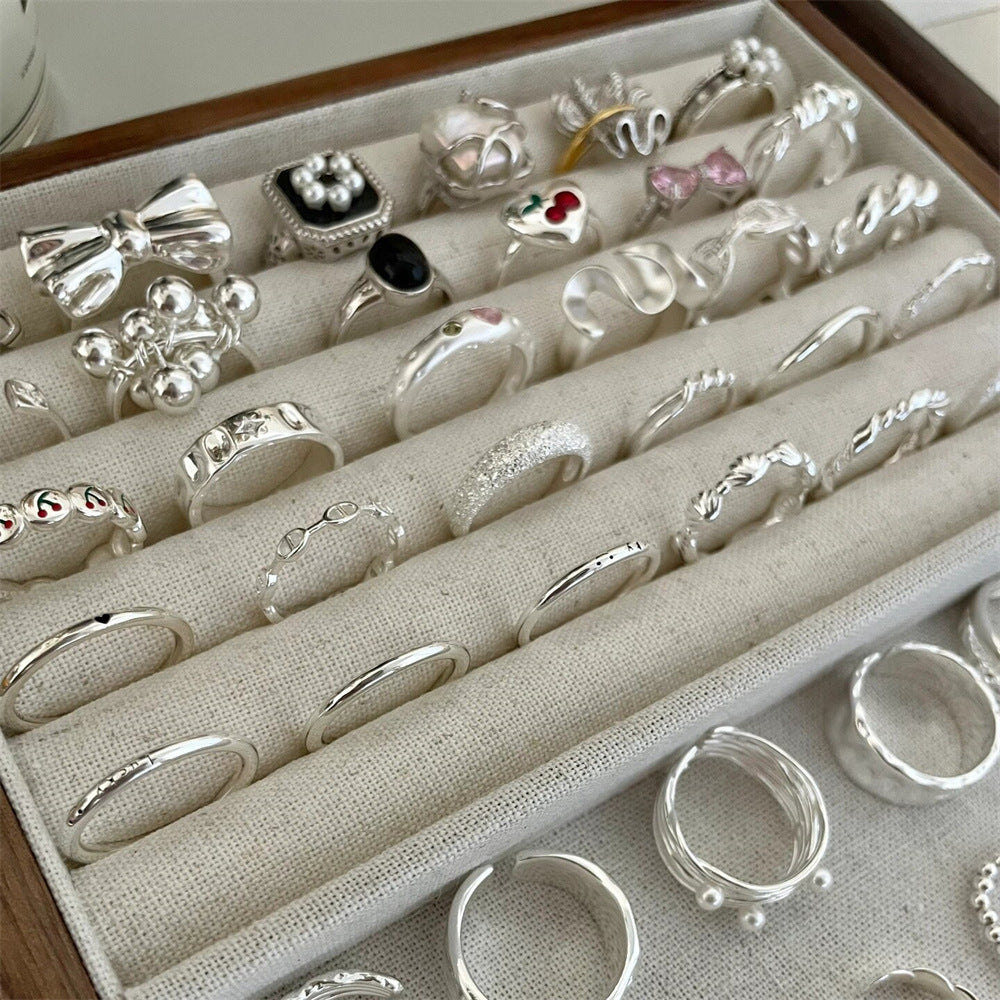 Wholesale 925 Silver Vintage Pearl Bow Plain Ring ACC-RS-Yues004