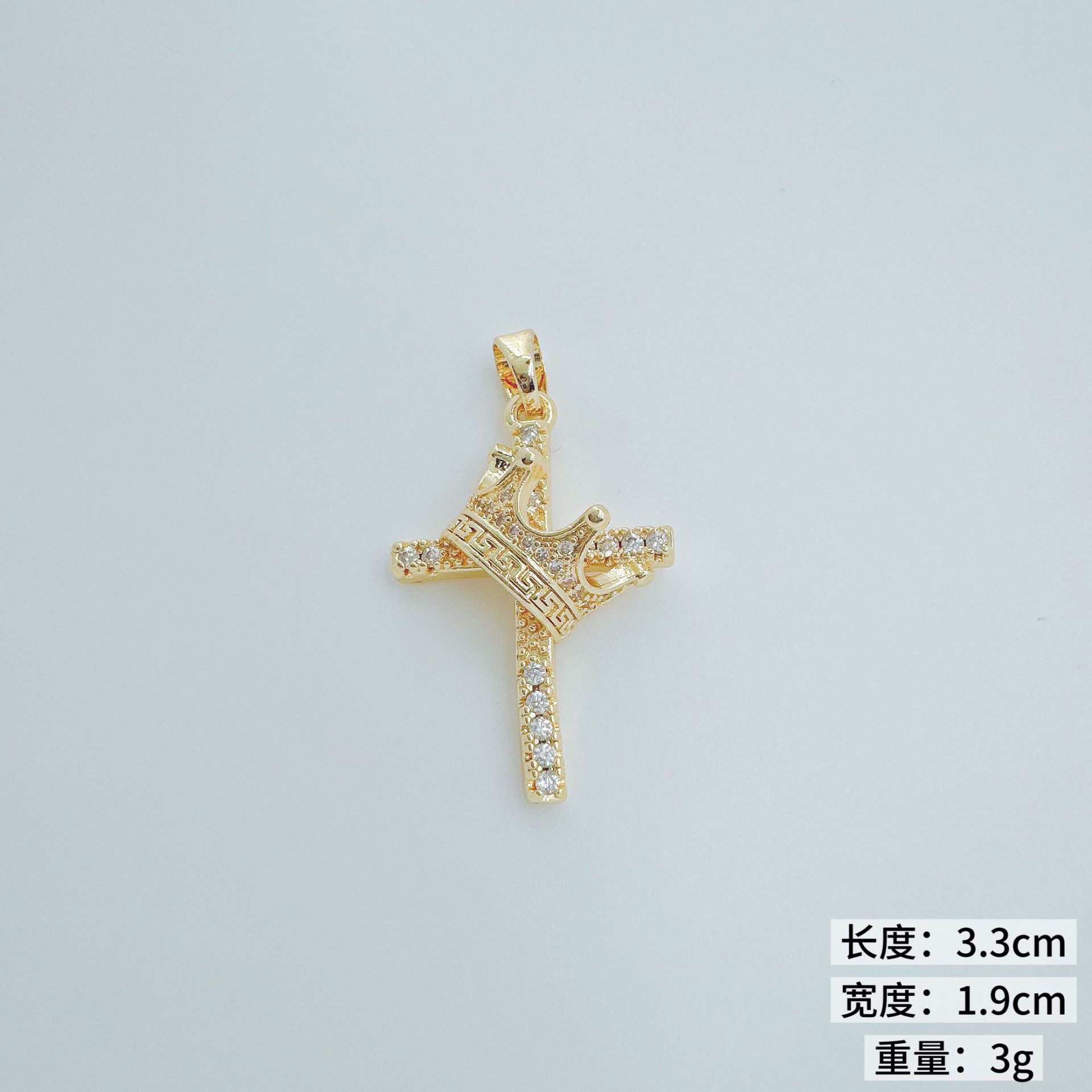Wholesale Crown Cross Pendant Necklace Copper Electroplated Trendy Jewelry Accessory