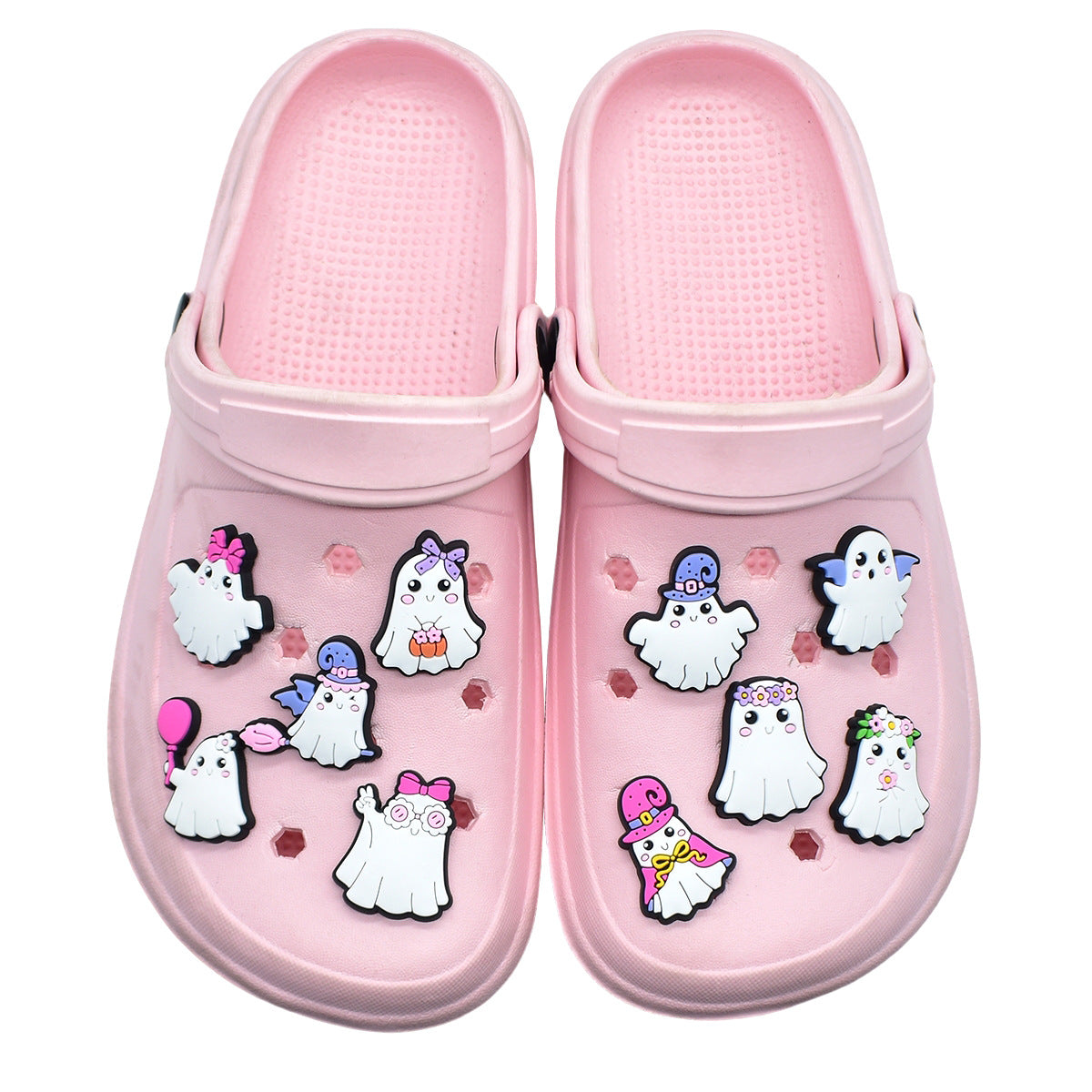 Wholesale  Random 100pcs Cute Cartoon Ghost PVC Soft Rubber Shoe Buckle Decoration