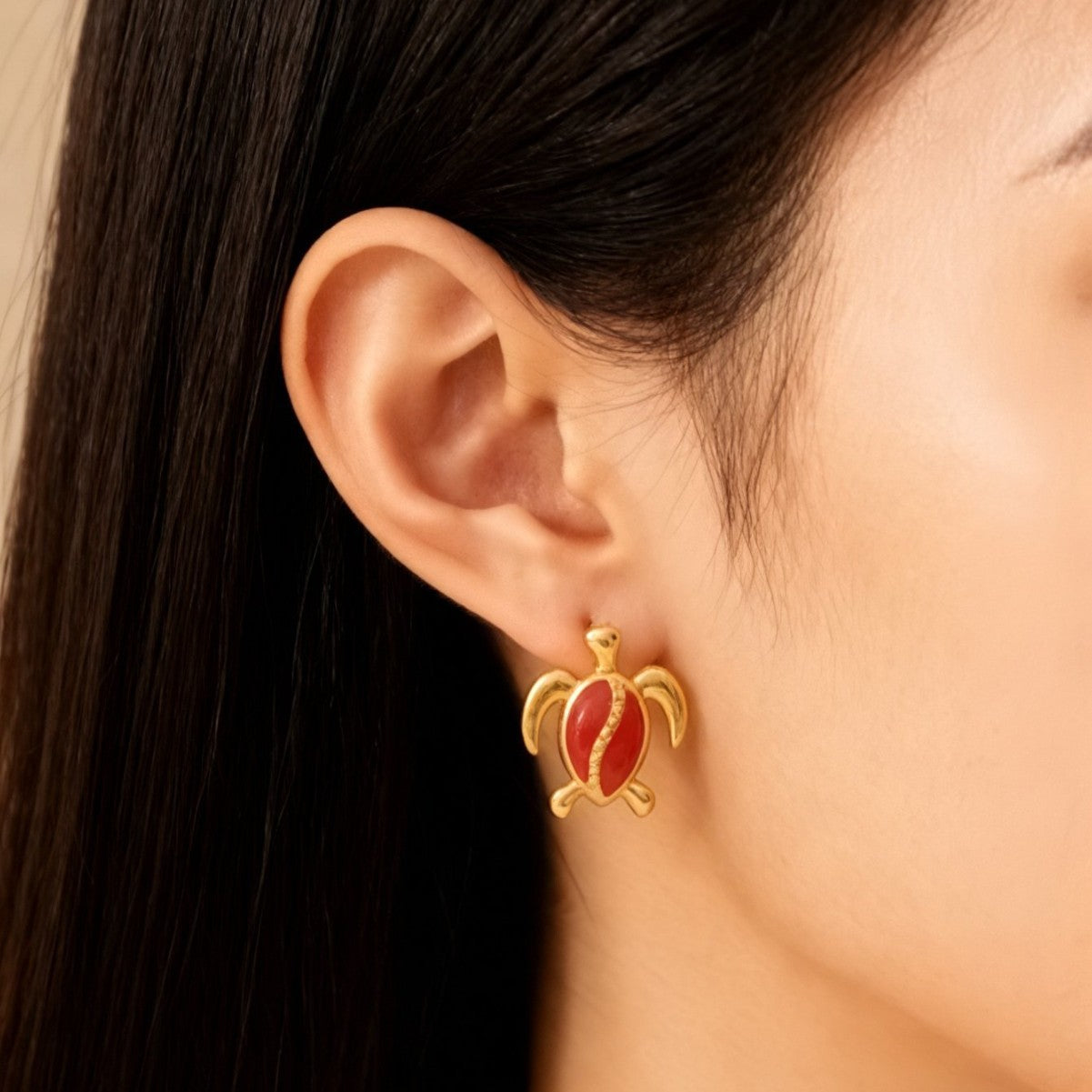 Wholesale Stylish Stainless Steel Enamel Cute Turtle Earrings