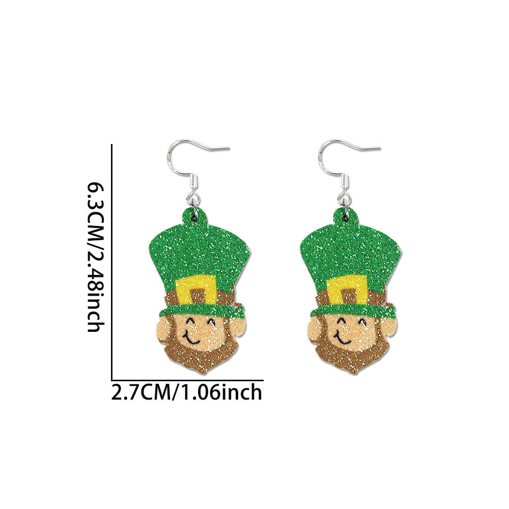 Wholesale St. Patrick's Day Earrings Green Clover Hat Earrings