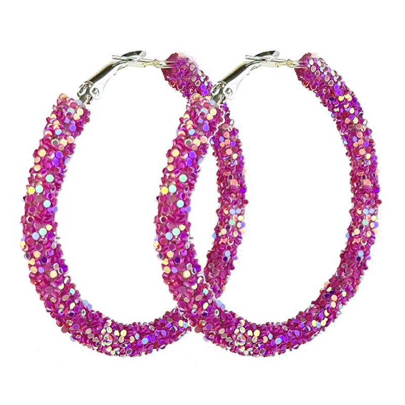 Wholesale 2 Pairs/pack Christmas Candy Color Glitter Big Hoop Earrings ACC-ES-HY175