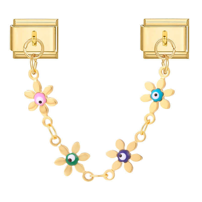 Wholesale 9mm Italian Charm Starter Bracelets DIY Double Hanger Stainless Steel Composable Bracelet