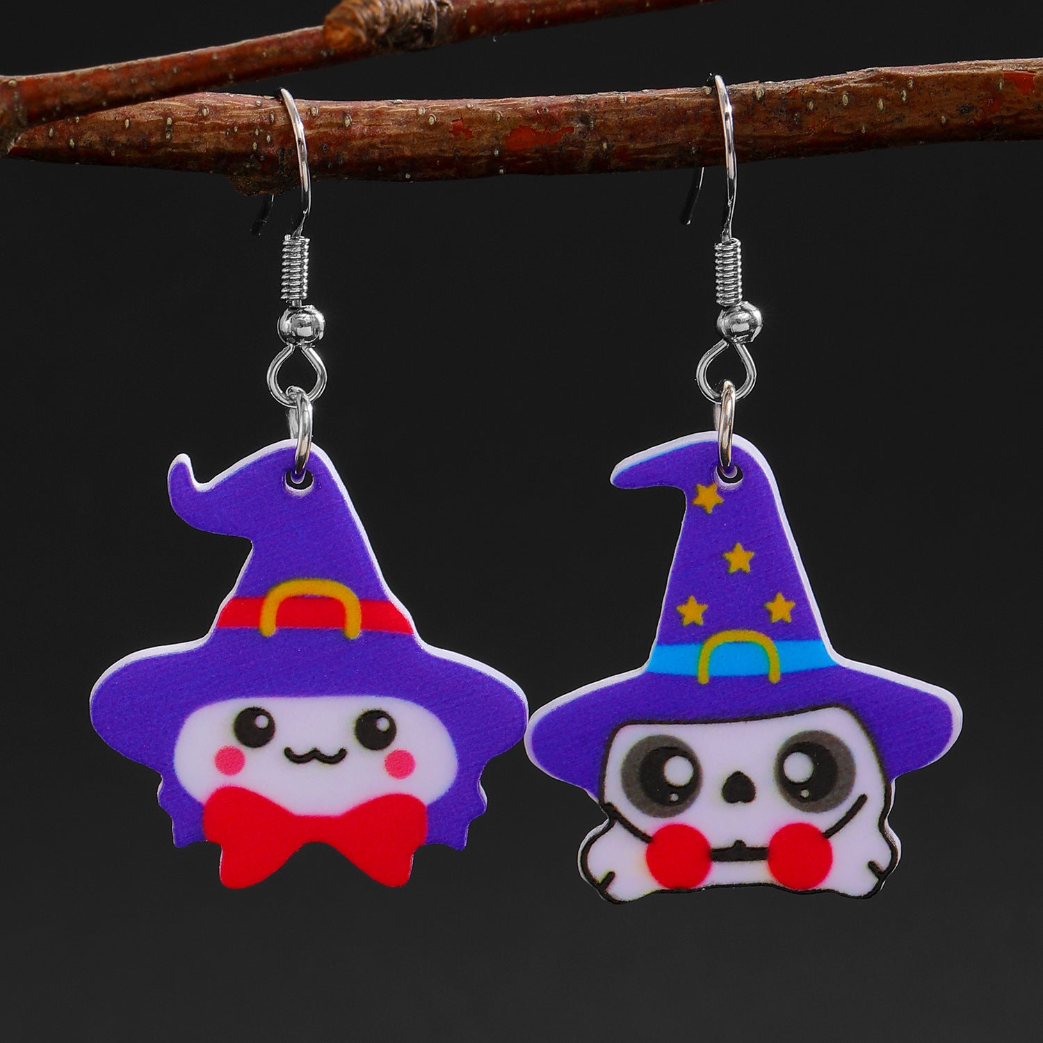 Wholesale Acrylic  Pumpkin Witch Hat Cartoon Earrings Jewelry Accessory Gift