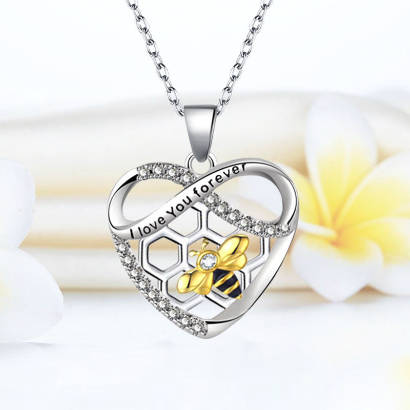 Wholesale Infinite Love Honeycomb Bee Heart Shape Alloy Necklace ACC-NE-XunOu005