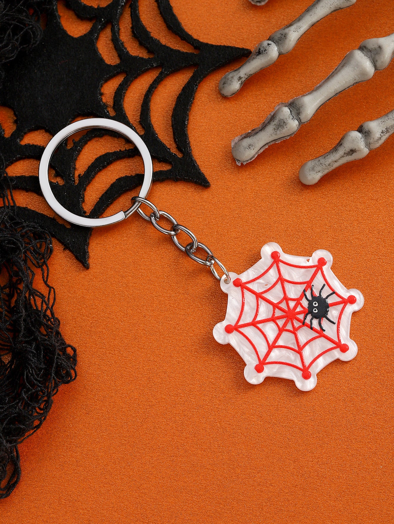 Wholesale Halloween Acrylic Skull Spider Keychains ACC-KC-RongR077