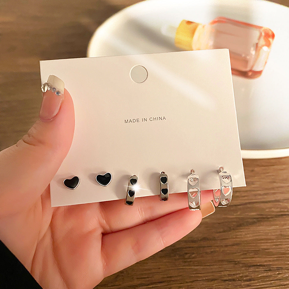 Wholesale 6pcs/set Love Ring  Earrings Distinctive Ear Buckle Advanced Sense Card Earrings