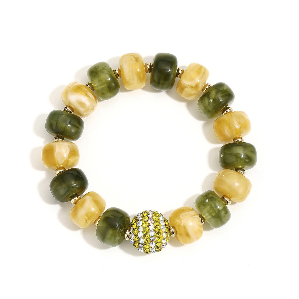Wholesale Bohemian Acrylic Round Bead Rhinestone Stretch Bracelet Colorful Adjustable Beach Party Gift