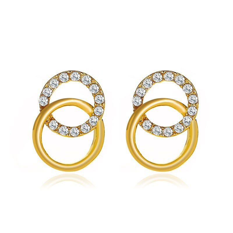 Wholesale  diamond-embedded geometric earrings