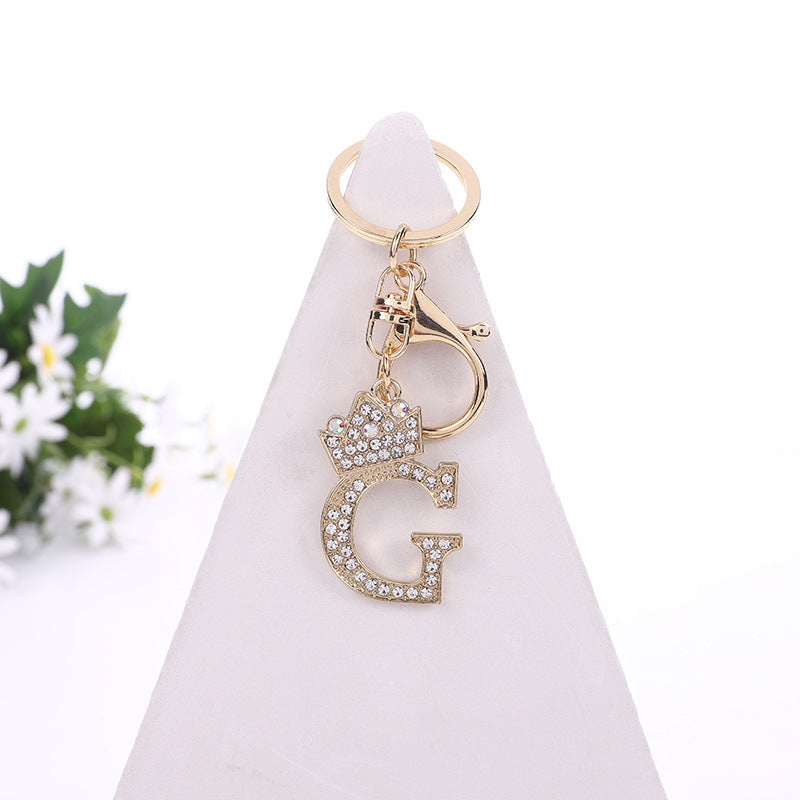 Wholesale Zinc Alloy Rhinestone Letter Keychain ACC-KC-YuanFei003