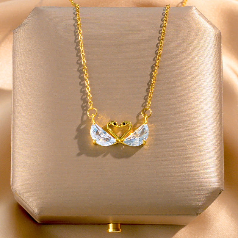 Wholesale Titanium Steel Zircon Clavicle Chain Necklace Korean Style Jewelry Accessory