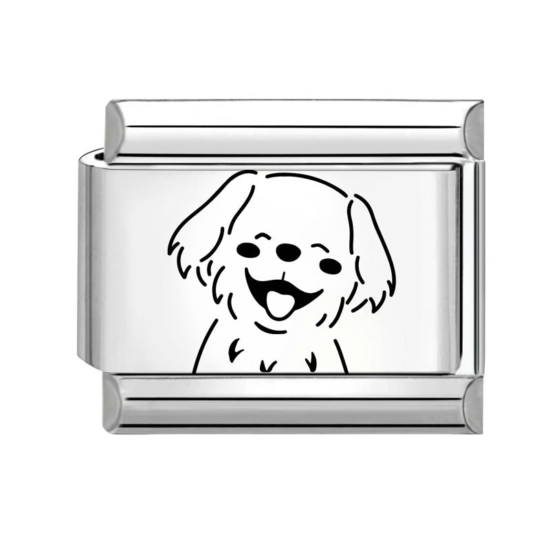 Wholesale 9mm Italian Charm Starter Bracelets DIY Cute Pet Series Stainless Steel Composable Bracelet