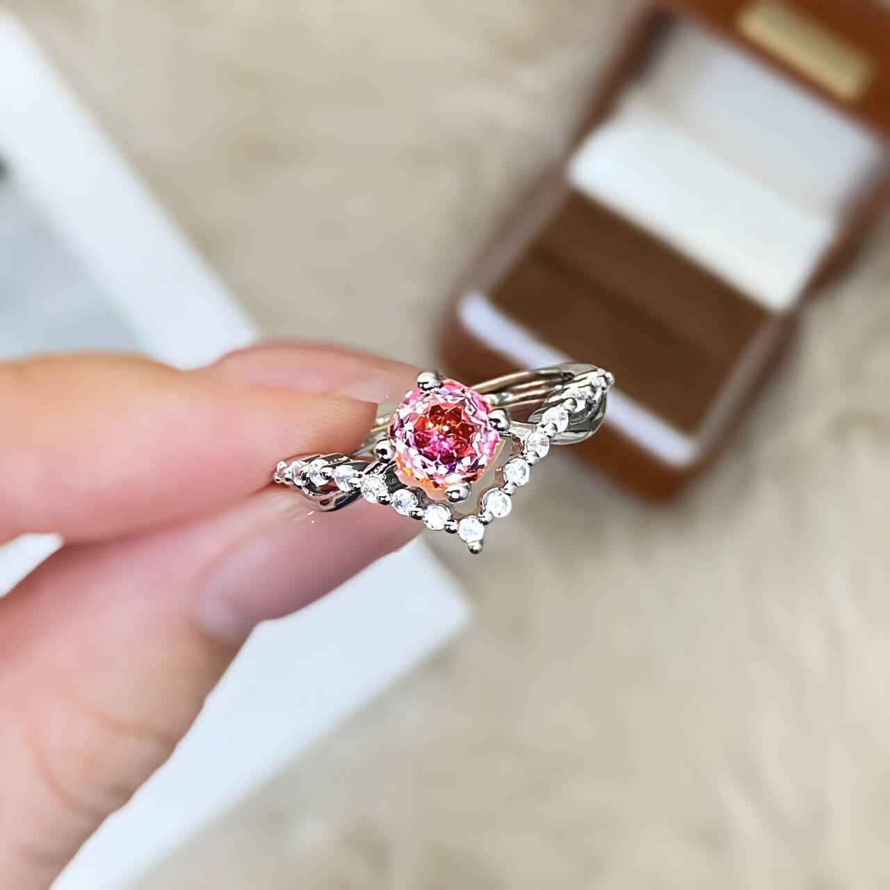 Wholesale Octagonal Millennium Rose Cut Green and Purple Ring - Fashionable and Luxurious