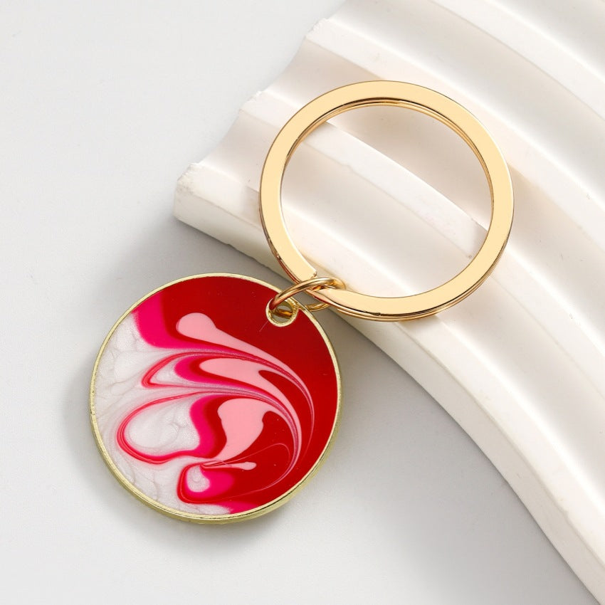 Wholesale DIY Bohemian Style Oil Drip Color Matching Disc Keychain ACC-KC-RongR084