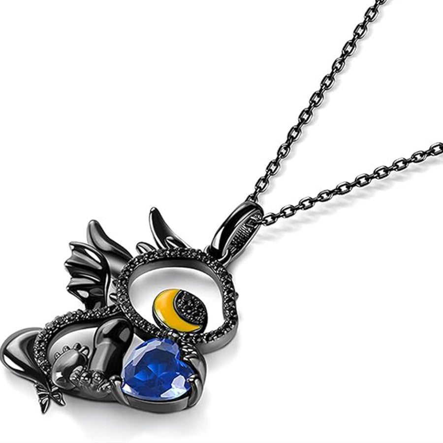 Wholesale Simple Hollow Diamond Black Dragon Clavicle Chain  Necklace